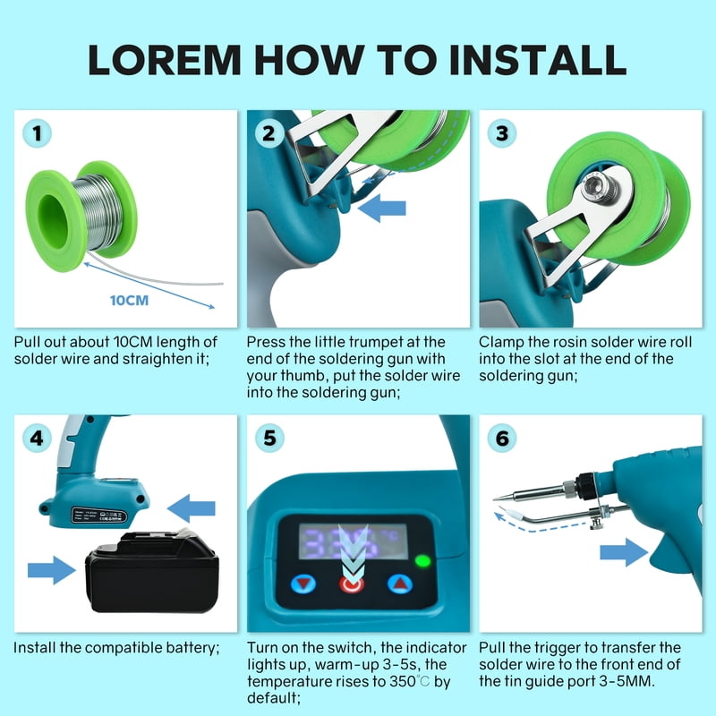 75W Electric Solder Gun Cordless Soldering Iron Kit with Digital Display Fast Welding Tools for Ma*kita 18V Battery