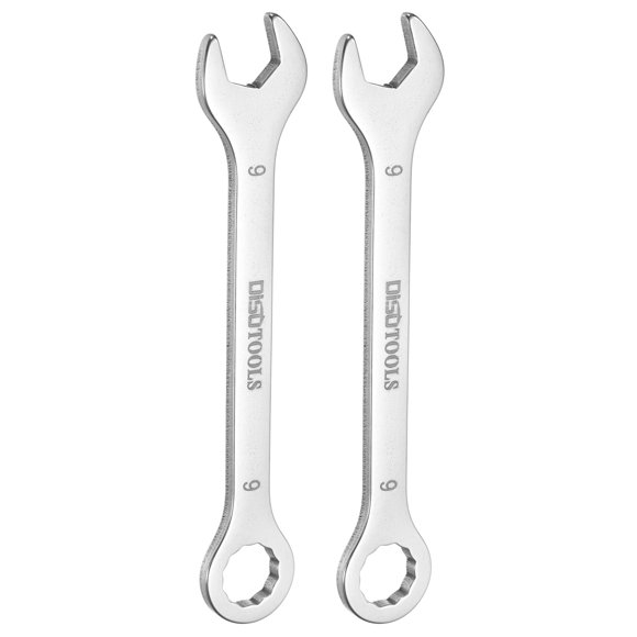Uxcell 2pcs Thin Combination Wrench 9mm with 6-Point Ended & 15° Angled Open End