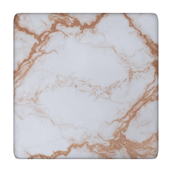 White Rose Gold Marble Pattern Square Fitted Tablecloth with Elastic Edge,Square Table Cover,Washable Elastic Table Cover for Home Kitchen Party Decor 34"x34"