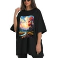 thumbnail image 4 of Plus Size Shirt for Women Black Tops for Women Short Sleeves Shirt for Women Pine Trees T Shirt Oversized Shirt for Women S, 4 of 5