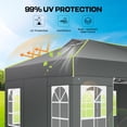 thumbnail image 5 of HOTEEL 10x20 Pop up Canopy Tent with 6 Sidewalls, Canopy for Outside Instant Waterproof Party Canopy Tent for Beach Garden Party Camping Outside with Air Vent,Reflective Strip,4 Sandbags,Gray, 5 of 8