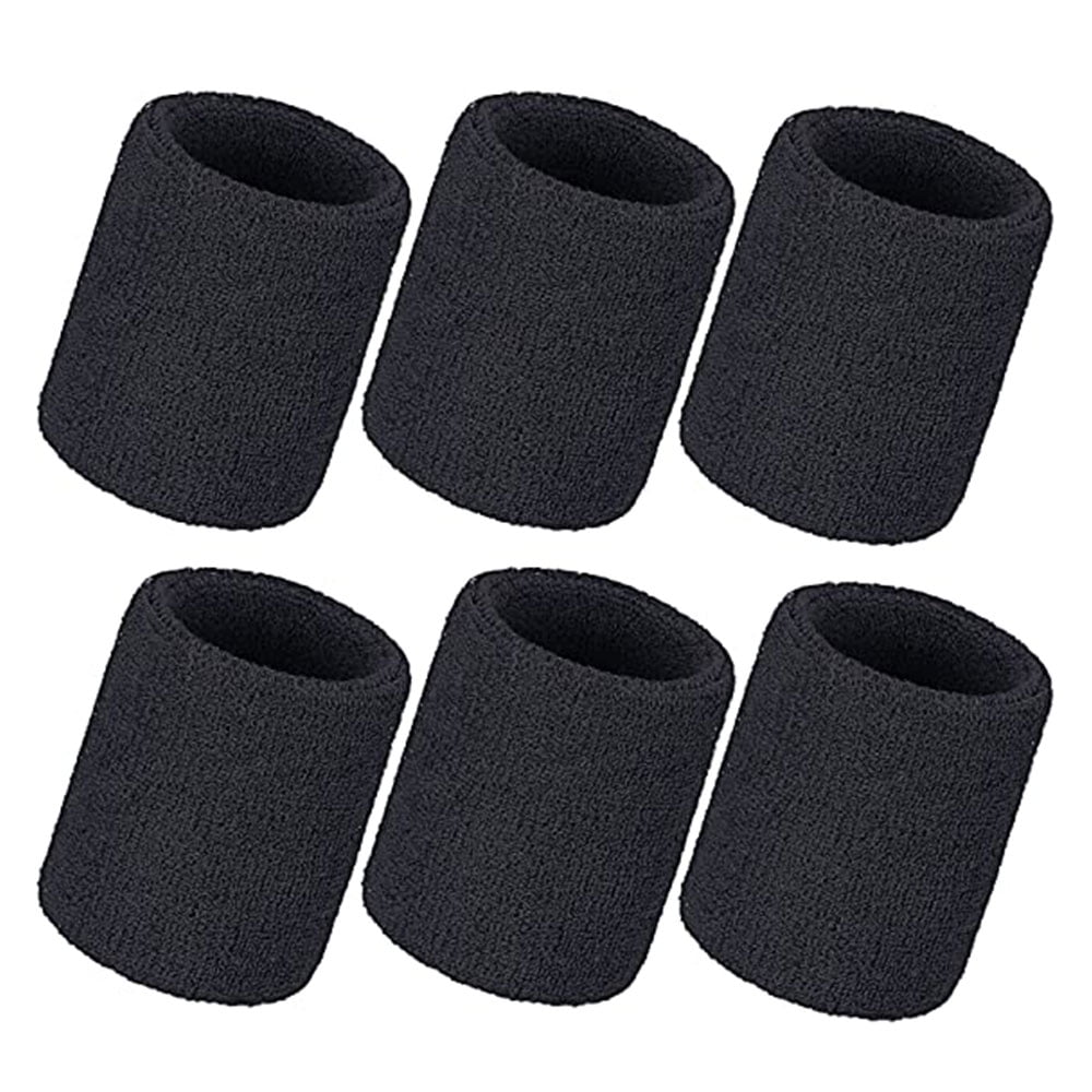 Beinou 12Pcs Sports Wrist Sweatbands Unisex Wristband Band Tennis Squash Badminton Gym Black