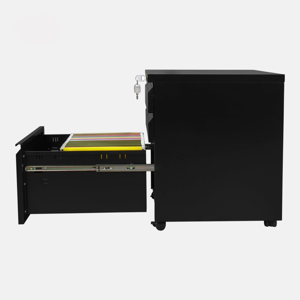 Kepooman Mobile Filing Cabinet, Metal Filing Cabinet with Lock and 3 Drawers, Letter/legal Size, Black Kepooman Mobile Filing Cabinet, Metal Filing Cabinet with Lock and 3 Drawers, Letter/legal Size, Black