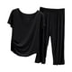 thumbnail image 1 of Conjunto de pijama de manga corta de verano para mujer - Pantalones capri, ligeros, informal/para estar por casa, 1 of 3