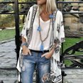 thumbnail image 2 of Women Summer Tops Women Fashion Boho Printed Sunscreen Half Sleeve Loose Sheer Chiffon Cardigan Womens Oversized Top Womens Short Sleeve Long Shirt Satin Button up Loose Shirt V Neck T Fall White XL, 2 of 6