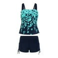 thumbnail image 2 of Women Summer Swimwear Padded Tank Tops Solid Drawstring Shorts, 2 of 7