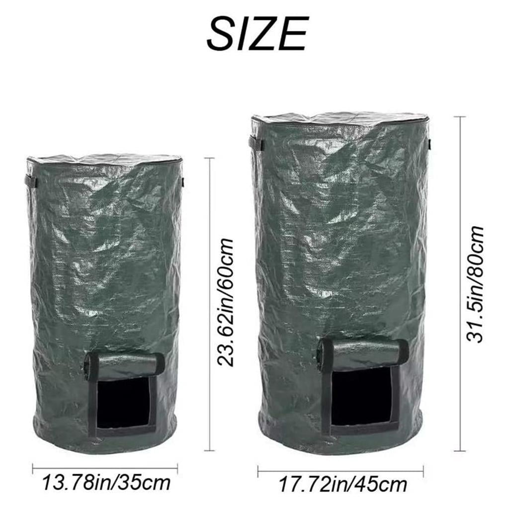 Umwelthausgemachte Bio-PE Compost Tasche mit Fenstern für Außen Garten Entsorgung Komposter Bag 15 Gallon Compost Bin Garten Abfallbeutel mit Deckeln wiederverwendbarer Garten Komposter 