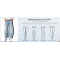 thumbnail image 7 of Womens Stretchy Mid Rise Barrel Jeans Vintage Loose Wide Leg Cropped Denim Pants Jeans, 7 of 7