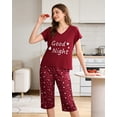 thumbnail image 2 of MyFav Women's Capri Pajama Sets Plus Size Sleepwear Top with Capri Pants 2 Piece Loungewear Set,S, 2 of 7