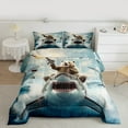 thumbnail image 2 of Feelyou Bear Riding Shark Bedding Comforter Set for Kids, Kawaii Cartoon Animal Twin Comforter Sets, Cute Sealife Reversible Bedding Set, Super Cozy Room Decor, 2 Pieces, 2 of 8