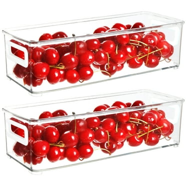 4 Pack 10" x 4" x 3" Stackable Plastic Storage Organizer Container Bins, Stackable Storage Bins with Handler for Refrigerator YE392.214