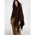 thumbnail image 3 of Scenario Women's Fringe Ruana, Mid-weight, Brown Leopard, 3 of 4