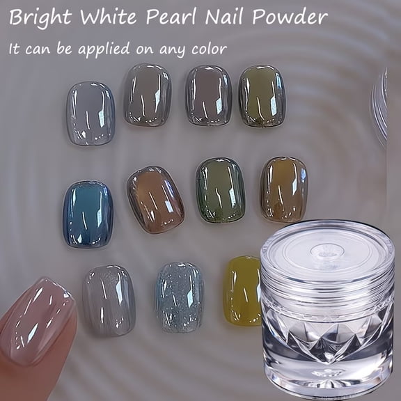 Pearl White Chrome Nail Powder Aurora Shimmer Glitter Dust for Nail Art