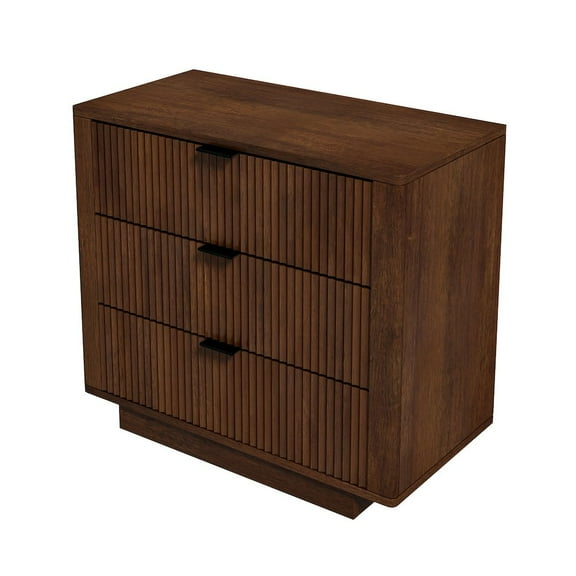 Ashcroft Furniture Lola Walnut Nightstand 3-Drawer