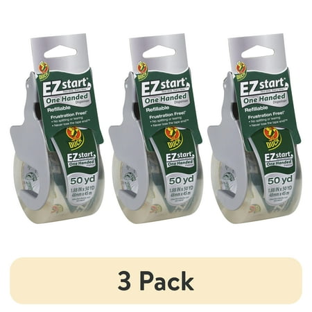 (3 pack) Duck EZ Start Packaging Tape One-handed Dispenser, 1.88 in. x 50 yd., Clear