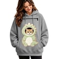 thumbnail image 2 of BOOMNY Womens Pet Pouch Hoodies Cute Dinosaur Graphic Cat Dog Hoodies for Women Kangaroo Pocket Soft Winter Animal Holder, 2 of 4