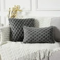 thumbnail image 4 of HAPPINESS 18x18 Inch Pack of 2 Super Soft Cozy Lumbar Decorative Throw Pillow Covers Fuzzy Plush Faux Fur Luxury Cushion Cover Pillowcase for Sofa Couch Bed Livingroom, Grey, 4 of 8