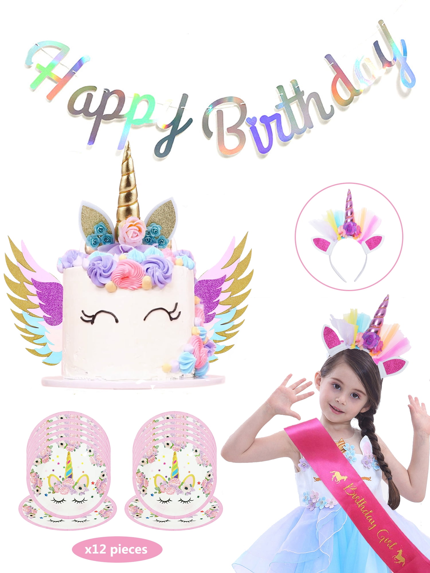 laribbons unicorn cake topper decorheadbandsatin sash
