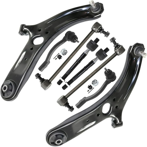 Detroit Axle - Front 8pc End Kit for 2012-2017 Kia Rio, 2 Lower Control Arms with Ball Joint Assembly 4 Inner Outer Tie Rods 2 Sway Bar End Links 2013 2014 2015 2016 Replacement