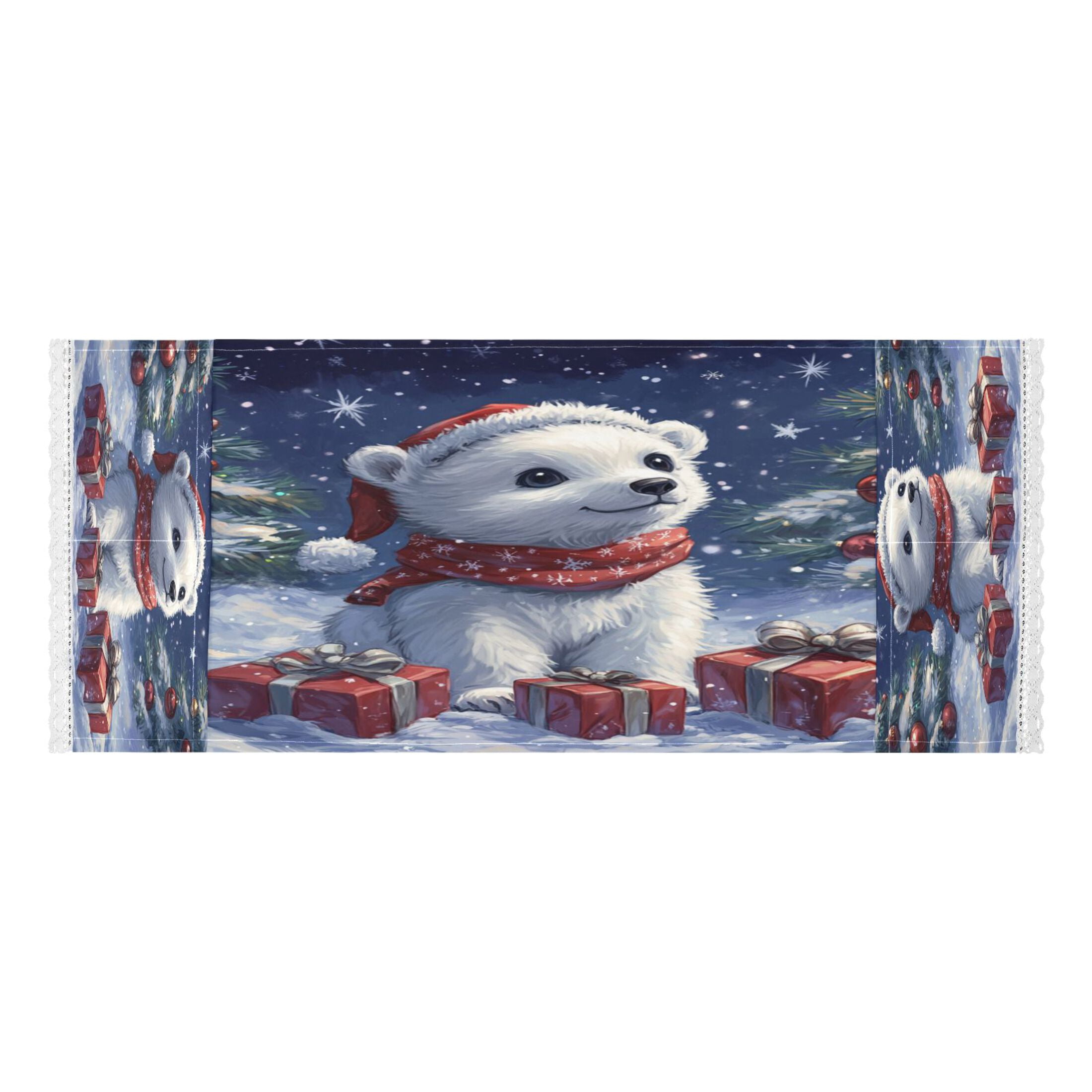 A Cute White Polar BearWasher and Dryer Covers Dust-Proof and Oil Resistant Fridge Cover with 4 Storage Pockets Washing Machine Top Cover for Laundry Kitchen Home 51.2 x 22 In