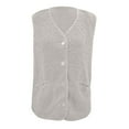 thumbnail image 5 of Women's Pocket Solid Color Sleeveless Cropped Fleece Button Vest Jacket Vest Coat for Fall and Winter, Short Style, Winter Clothes for Women,Beige,L, 5 of 5