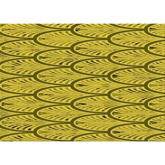 Ahgly Company Machine Washable Indoor Rectangle Transitional Dark Yellow Green Area Rugs, 5' x 8'
