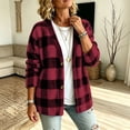 thumbnail image 6 of Perfectbot Women's Plaid Soft Fleece Cardigan Jacket Button Down Fuzzy Sherpa Warm Outerwear for Fall & Winter, 6 of 8