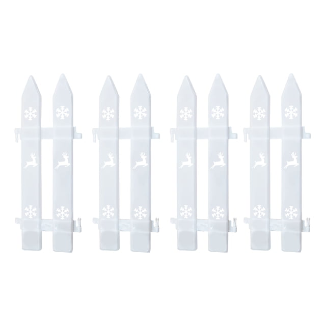 Christmas Tree Belt White Picket Fenceside Frame 4.6 X 12 Inch Mini Plastic Decorative Fence