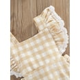 thumbnail image 6 of Franhais Summer Baby Girls Romper, Infant Sweet Style Creative Plaid Pattern Lace Splicing Fly Sleeve Jumpsuit + Bow Headwear Set, 6 of 8