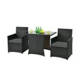 thumbnail image 2 of Gymax 3PCS Patio Wicker Bistro Set PE Rattan Dining Table Set w/ Grey Cushions, 2 of 10