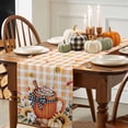 thumbnail image 4 of Fall Table Runner Thanksgiving Pumpkin Latte Table Runners Sunflower Cream Orange Buffalo Plaid Cotton Linen Dresser Scarf Kitchen Dining Table Decor for Fall Holiday Party Decor 13x36 Inch, 4 of 9