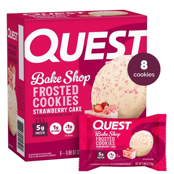 Quest Frosted Protein Cookie, Strawberry Cake Flavored, 8 Count