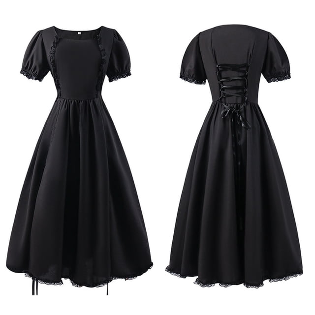 XEGLSBU Robes Grandes Filles à Volants Manches Bouffantes Classiques Taille Empire Robe