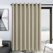 P5HAO Patio Door Curtains 108 Inches Length - Living Room Curtains, Wide Width Room Darkening Drapes for Hotel (100W X 108L Inch, Beige, 1 Panel) Beige 100x108 Inch