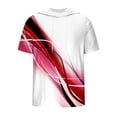 thumbnail image 3 of WXLWZYWL Plus Size Clearance Mens Boys Hoodie Short Sleeve Drawstring Casual Pullover Hooded T-Shirt 3D Line Colorful Graphic Printed Light Weight Casual Shirts Red XL, 3 of 4