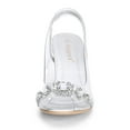 thumbnail image 2 of BLISSFUL STEP Women's Clear Slingback Flower Rhinestone Heel Sandals, 2 of 7