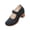Black, variant on Women's Mary Jane Shoes, Low Block Heel Cutout Vintage Pumps, Comfortable Orthopedic Dress Shoes for Office Casual
