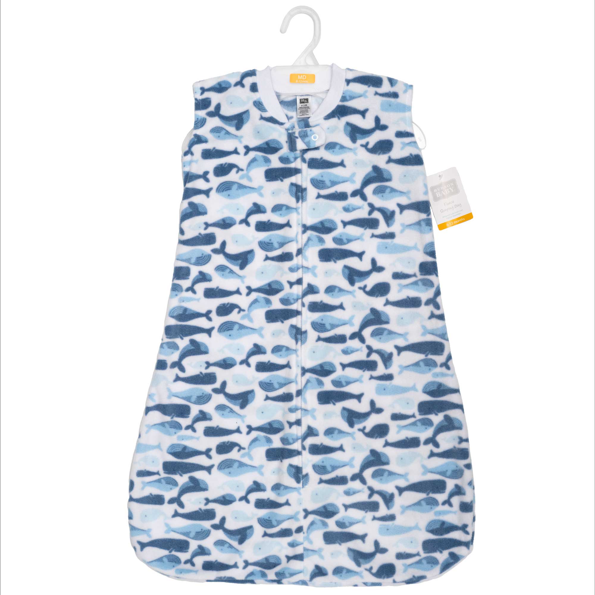 Hudson Baby Infant Boys Fleece Sleeping Bag, Sack, Blanket, Cute Whales, 6-12 Months