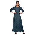thumbnail image 1 of Moomaya Robe Maxi Évasée à Col Rond et Manches 3/4 Imprimée, Tenue Décontractée d'Été, 1 of 3