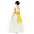 thumbnail image 2 of Ekidsbridal Girl Bridesmaid Flower Girl Dress - V-Neck Ivory Tulle Dress with Tiebow 218noFT-A (Size: 2-12), 2 of 4