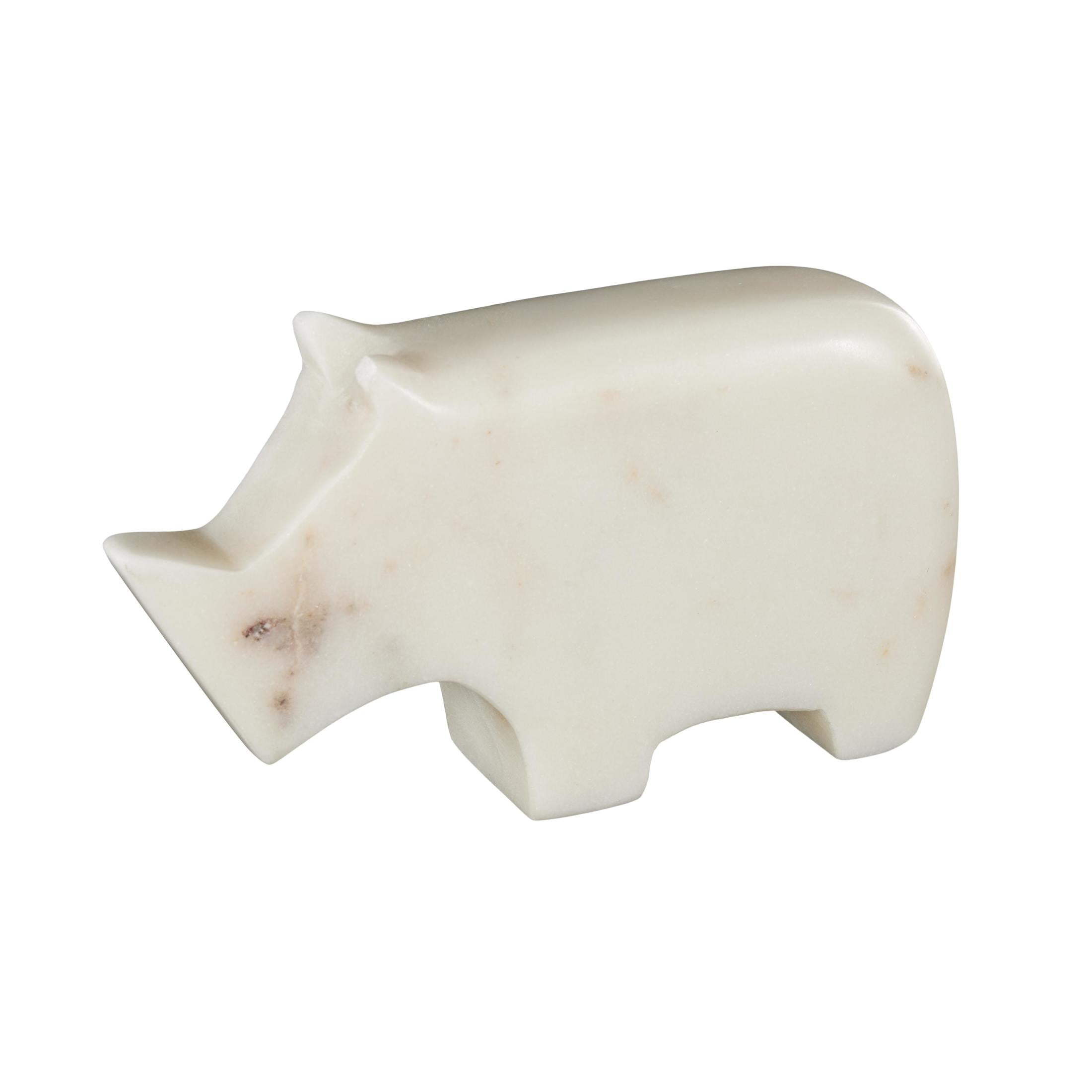 3",6",3"H Cream Marble Small Abstract Rounded Safari Animals Sculpture, by DecMode (3 Count)