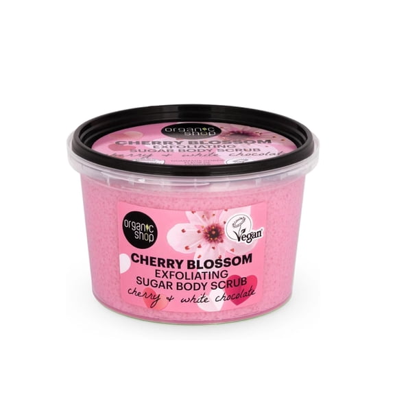 Organic Shop White Chocolate Hydration & Exfoliating Body Scrub, 100% Vegan & Organic, Daily Exfoliant, Detox & Moisturizer, Body, Face, Hand & Foot, Intensive Care & Skin Toning. 250ml.