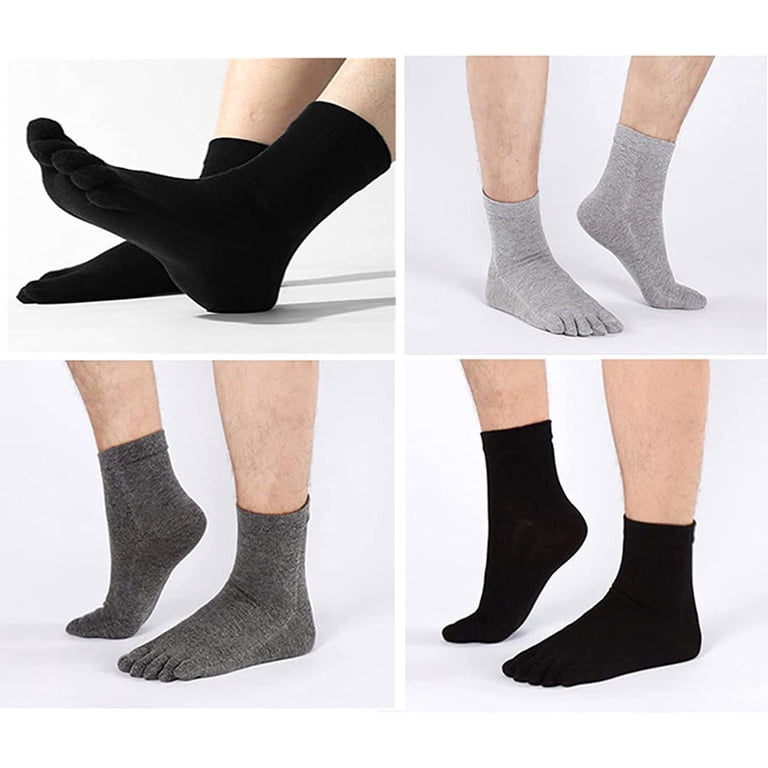 AMITOFO Men's Five Toe Crew Socks (5-Pair Pack) photo 4