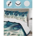 thumbnail image 4 of Teal Turquoise Twin Size Down Alternative Comforter, Lightweight Comforter Quilt Bedding Set with Pillow Shams Peacock Feathers Aesthetics Eucalyptus All Seasons Bed Comforter Duvet Insert 68"x86", 4 of 7