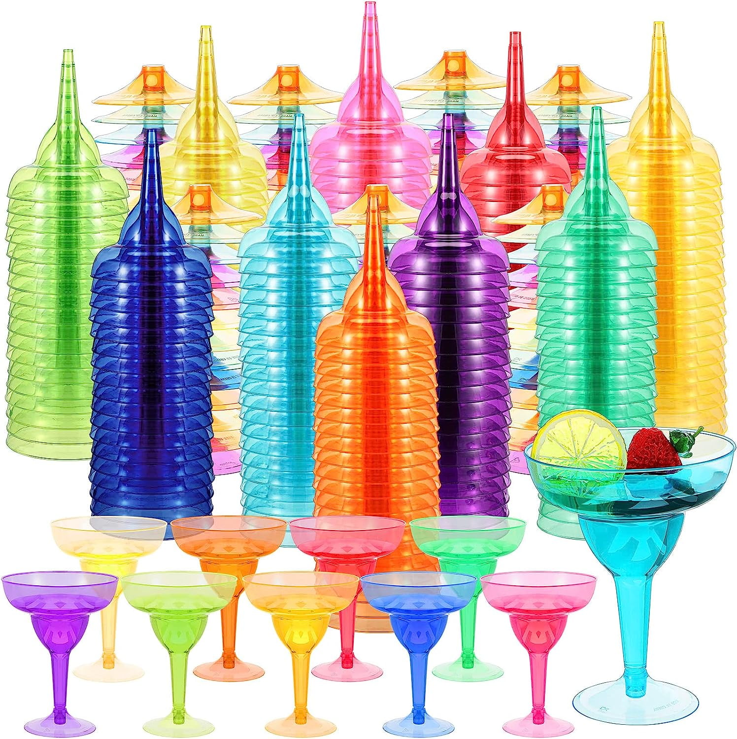 200 Pieces 12oz Plastic Margarita Glasses Cups Plastic Cocktail Glasses
