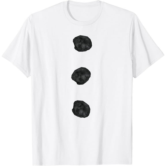 Snowman Costume Shirt Three Black Buttons on White T-Shirt T-ShirtMen's and women's pure cotton short-sleeved shirts