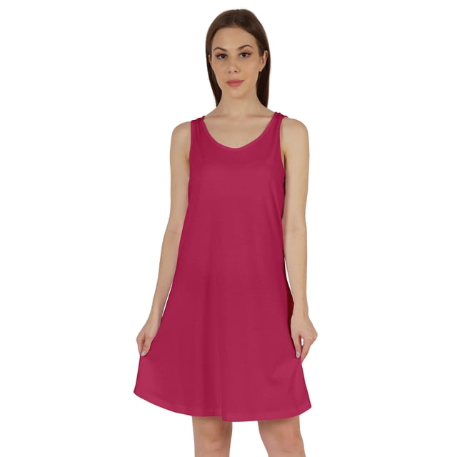 Inkmeso Robe de Réservoir de Base pour les Femmes Robe Midi Courte Décontractée d'Été Sans Manches Robe de Tunique Ample