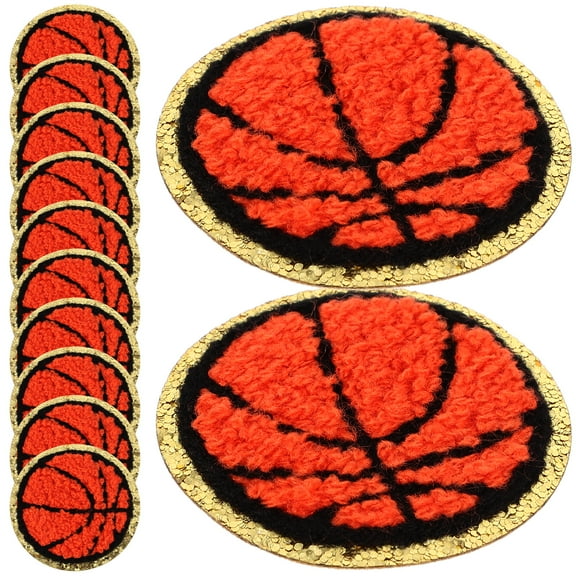 Guichaokj 12 Pcs Basketball Chenille Patches Embroidered Applique for Jackets Coats and Bags