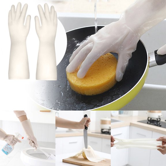 Djunllk Rubber Gloves - Flexible Cleaning Gloves Reusable Household Dishwashing Gloves, Kitchen Gloves Non-Slip Long-lasting Dish Gloves for Kitchen & Bathroom Cleaning Small Size