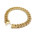 thumbnail image 3 of iJewelry2 Gold Plated 12mm Shiny Clear Crystals Urban Cuban Links Bracelet 8.5'', 3 of 5